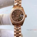 Rolex Datejust Ladies 26mm Copy Watch 18K Rose Gold Brown Dial New Upgraded